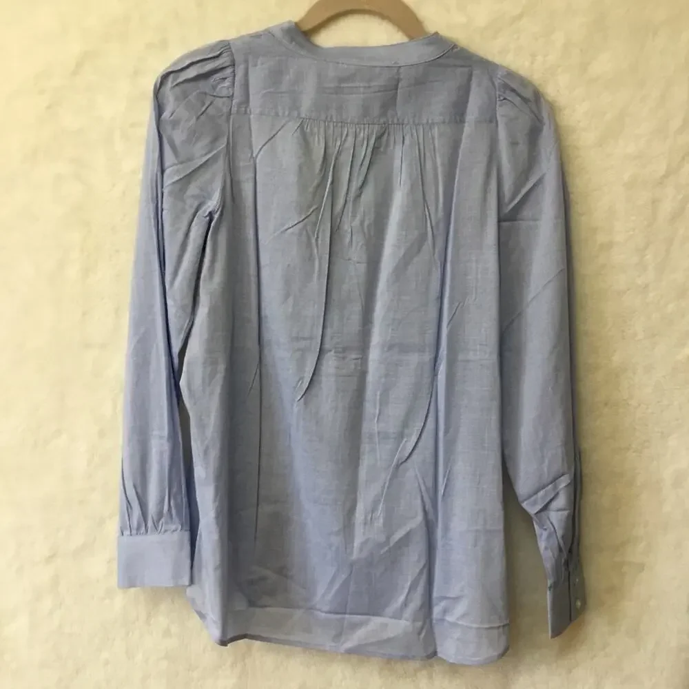 Loft Blue Pintucked Pleated Tunic Shirt - Picture 6 of 11